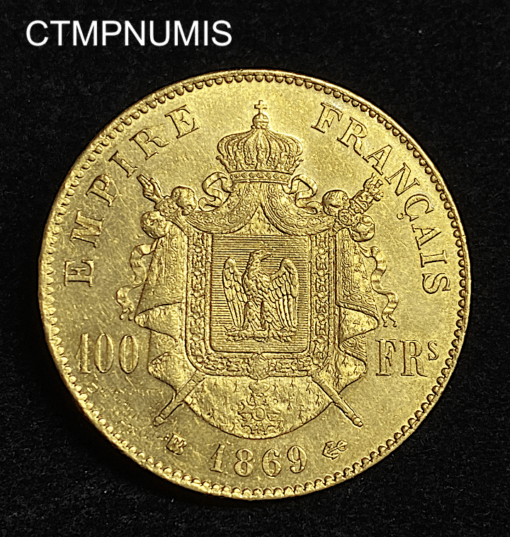 ,MONNAIE,100,FRANCS,OR,NAPOLEON,1869,BB,STRASBOURG,