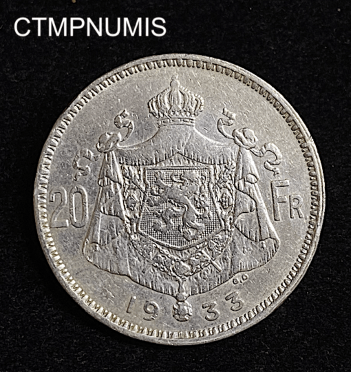 ,MONNAIE,BELGIQUE,20,FRANCS,ARGENT,1933,