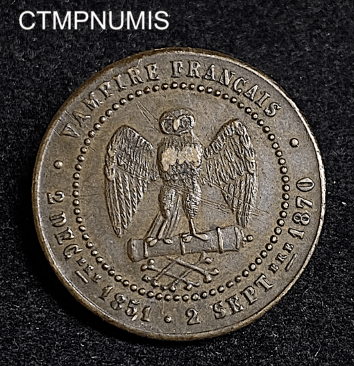 ,MONNAIE,SATIRIQUE,NAPOLEON,III,1870,5,CENTIMES,
