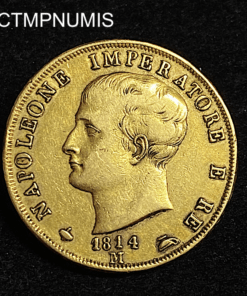 ,MONNAIE,ITALIE,40,LIRE,OR,NAPOLEON,1814,M,MILAN,