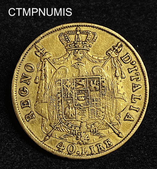 ,MONNAIE,ITALIE,40,LIRE,OR,NAPOLEON,1814,M,MILAN,