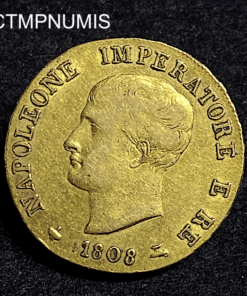 ,MONNAIE,ITALIE,40,LIRE,OR,1808,SANS,M,MILAN,