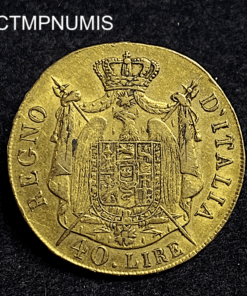 ,MONNAIE,ITALIE,40,LIRE,OR,1808,SANS,M,MILAN,