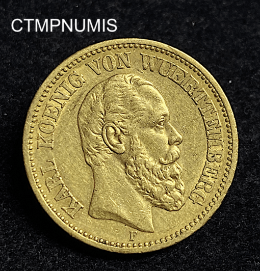 ,MONNAIE,ALLEMAGNE,WURTTEMBERG,20,MARK,OR,1872,
