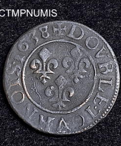 ,MONNAIE,LOUIS,XIII,DOUBLE,TOURNOIS,1638,7,E,TOURS,
