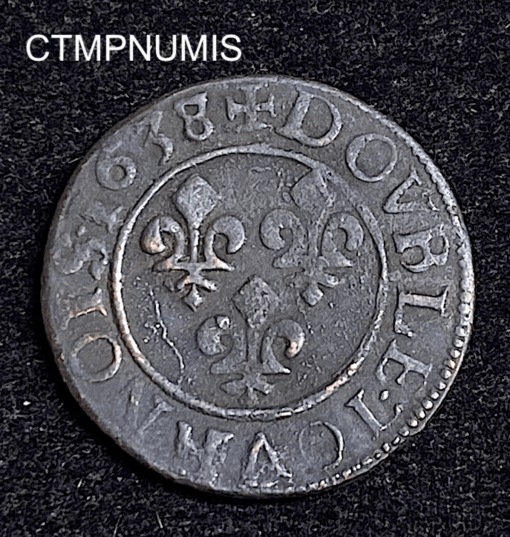 ,MONNAIE,LOUIS,XIII,DOUBLE,TOURNOIS,1638,7,E,TOURS,