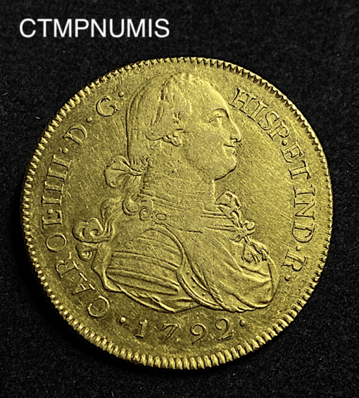 ,MONNAIE,PEROU,8,ESCUDOS,OR,CHARLES,1792,LIMA,