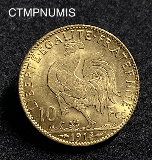 ,MONNAIE,10,FRANCS,OR,COQ,1914,SUP,