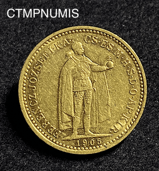 ,MONNAIE,HONGRIE,10,KORONA,OR,1905,