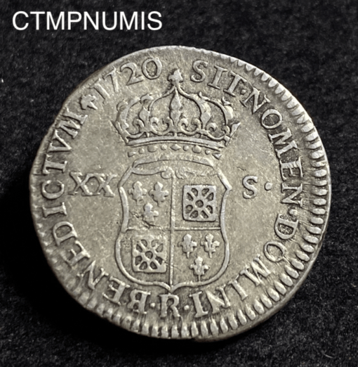 ,MONNAIE,ROYALE,XX,SOLS,ARGENT,LOUIS XV,1720,R,ORLEANS,