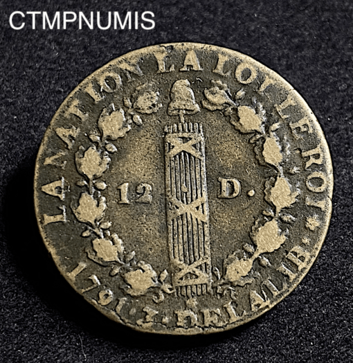,MONNAIE,REVOLUTION,12,DENIERS,LOUIS,XVI,1791,A,