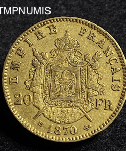 ,MONNAIE,20,FRANCS,OR,NAPOLEON,1870,STRASBOURG,