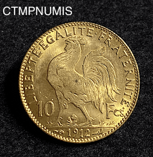 ,MONNAIE,10,FRANCS,OR,COQ,1912,