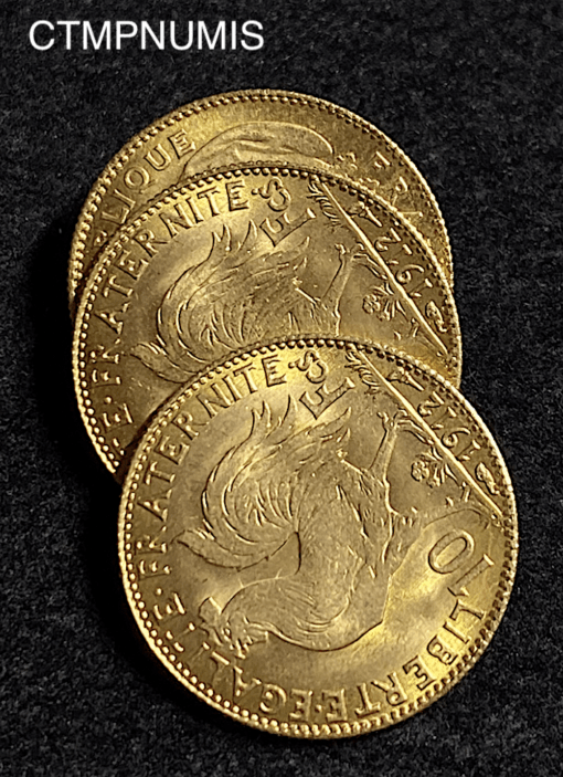 ,MONNAIE,10,FRANCS,OR,COQ,1912,