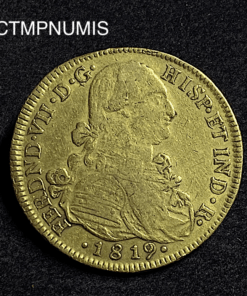 ,MONNAIE,COLOMBIE,8,ESCUDOS,OR,FERDINAND,1819,SANTA,FE,