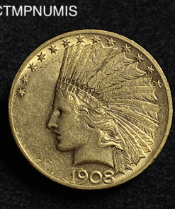 ,MONNAIE ETATS,UNIS,10,DOLLAR,OR,INDIEN,1908,