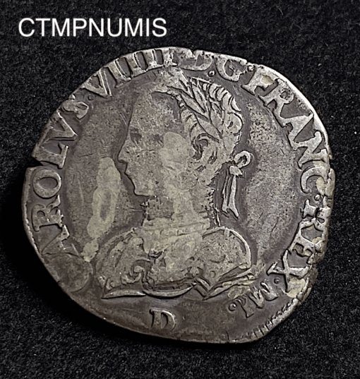 ,MONNAIE,ROYALE,TESTON,CHARLES,IX,1562,D,LYON,