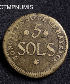 ,MONNAIE,REVOLUTION,5,SOLS,SIEGE,DE,MAYENCE,1793,