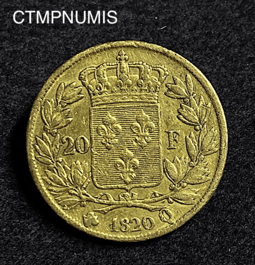 ,MONNAIE,20,FRANCS,OR,LOUIS,XVIII,1820,Q,PERPIGNAN,