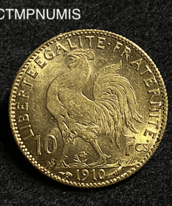 ,MONNAIE,10,FRANCS,OR,COQ,1910,