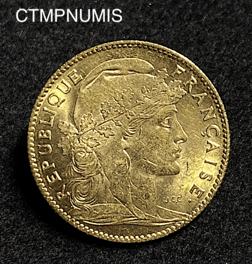 ,MONNAIE,10,FRANCS,OR,COQ,1910,