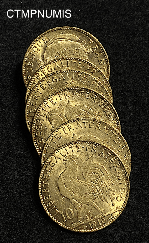 ,MONNAIE,10,FRANCS,OR,COQ,1910,
