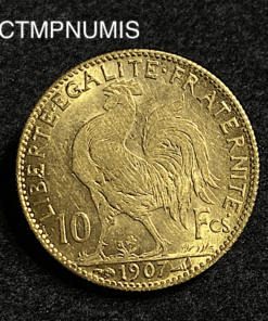 ,MONNAIE,10,FRANCS,OR,COQ,1907,