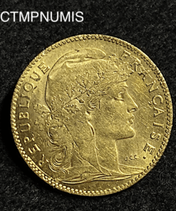 ,MONNAIE,10,FRANCS,OR,COQ,1907,