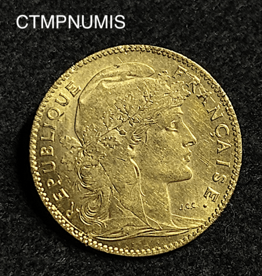 ,MONNAIE,10,FRANCS,OR,COQ,1907,
