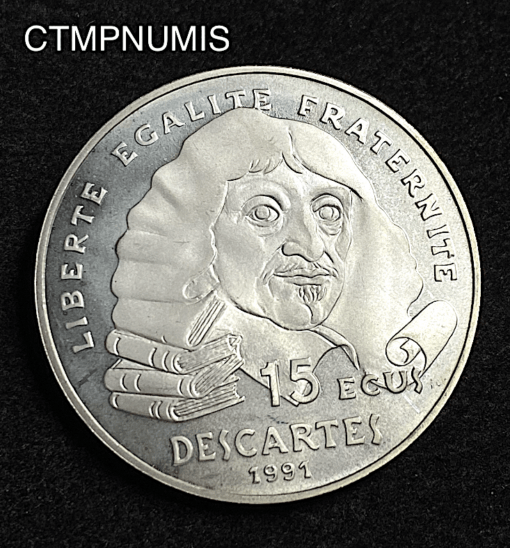,MONNAIE,100,FRANCS,DESCARTES,15,ECUS,1991,