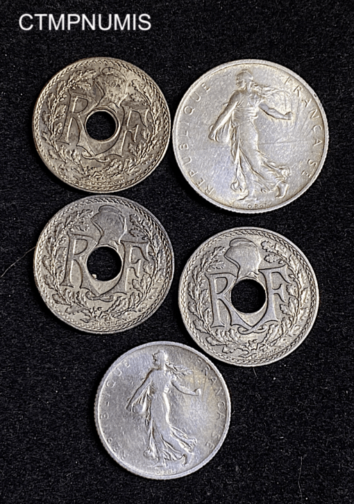 ,LOT,MONNAIE,FRANCAISE,ARGENT,5,EXEMPLAIRES,RARE,