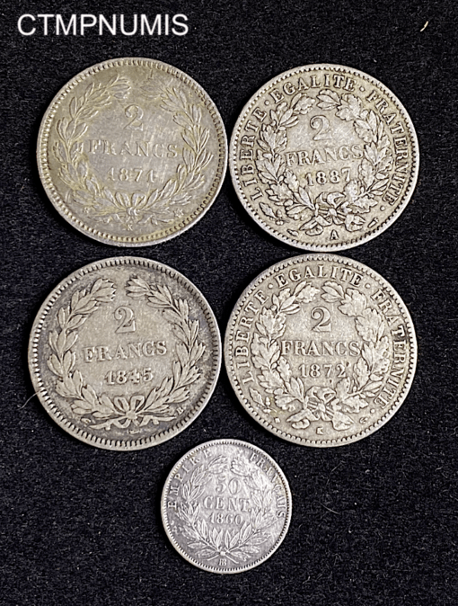 ,MONNAIE,FRANCAISE,LOT,ARGENT,5,EXEMPLAIRES,RARE,