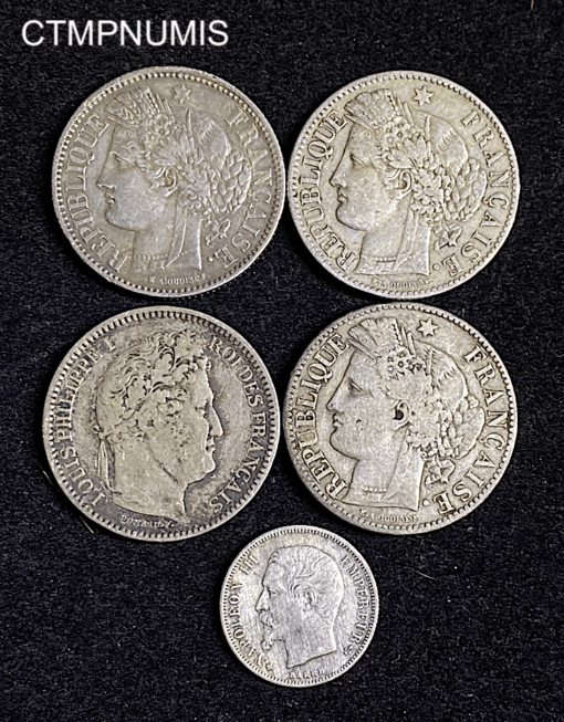 ,MONNAIE,FRANCAISE,LOT,ARGENT,5,EXEMPLAIRES,RARE,