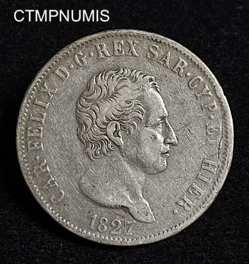 ,MONNAIE,5,LIRE,ARGENT,ITALIE,1827,GENES,