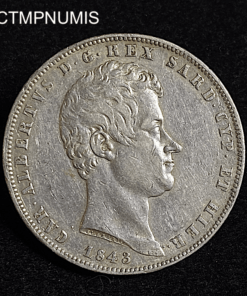 ,MONNAIE,ITALIE,5,LIRE,ARGENT,1843,GENES,
