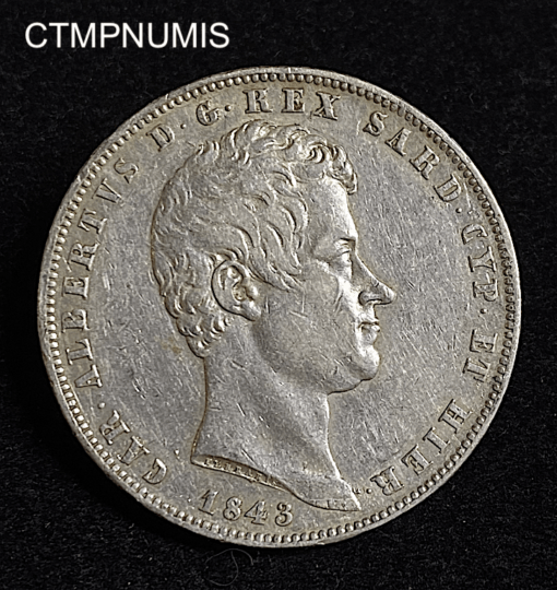 ,MONNAIE,ITALIE,5,LIRE,ARGENT,1843,GENES,