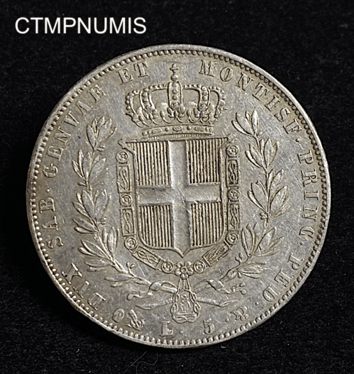 ,MONNAIE,ITALIE,5,LIRE,ARGENT,1843,GENES,