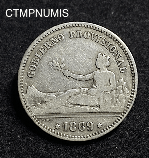 ,MONNAIE,ESPAGNE,1,PESETA,ARGENT,1869,