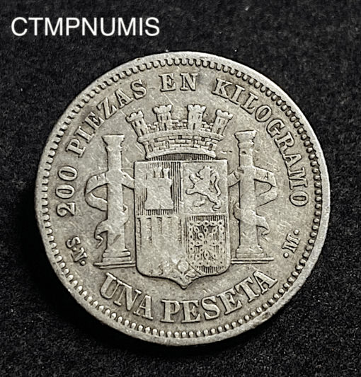,MONNAIE,ESPAGNE,1,PESETA,ARGENT,1869,