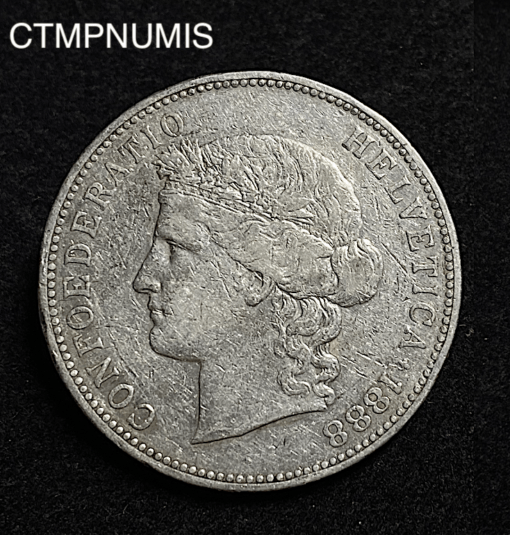 ,MONNAIE,SUIISE,5,FRANCS,ARGENT,1888,BERNE,
