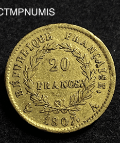 ,MONNAIE,20,FRANCS,OR,NAPOLEON,LAUREE,1807,