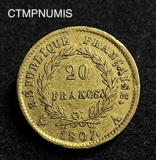 ,MONNAIE,20,FRANCS,OR,NAPOLEON,LAUREE,1807,