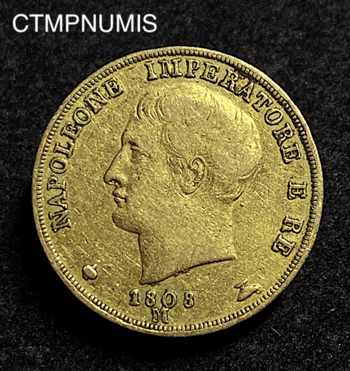 ,MONNAIE,ITALIE,20,LIRE,OR,NAPOLEON,1808,MILAN,