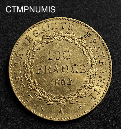 ,100,FRANCS,OR,MONNAIE,GENIE,1882,