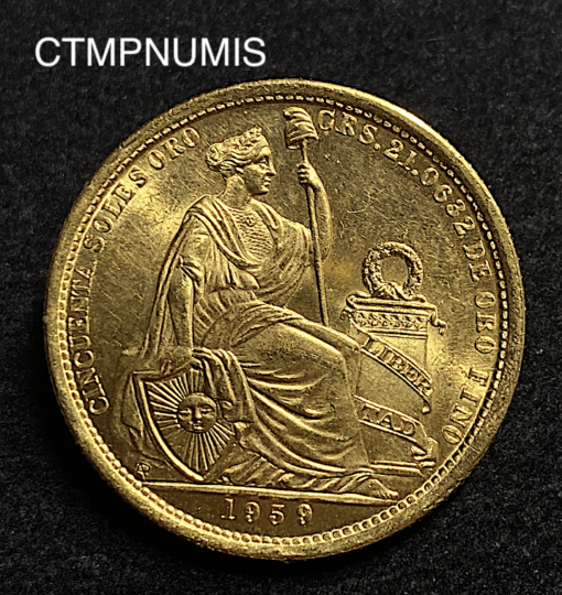 ,MONNAIE,50,SOLES,OR,1859,LIMA,