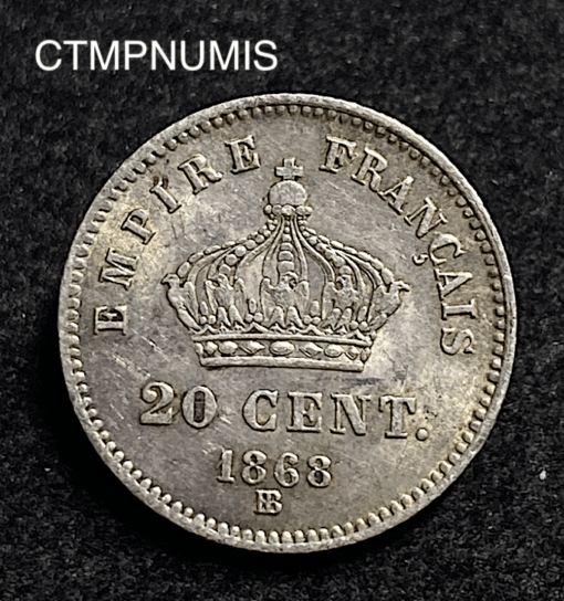 ,MONNAIE,20,CENTIMES,NAPOLEON,1868,BB,STRASBOURG,