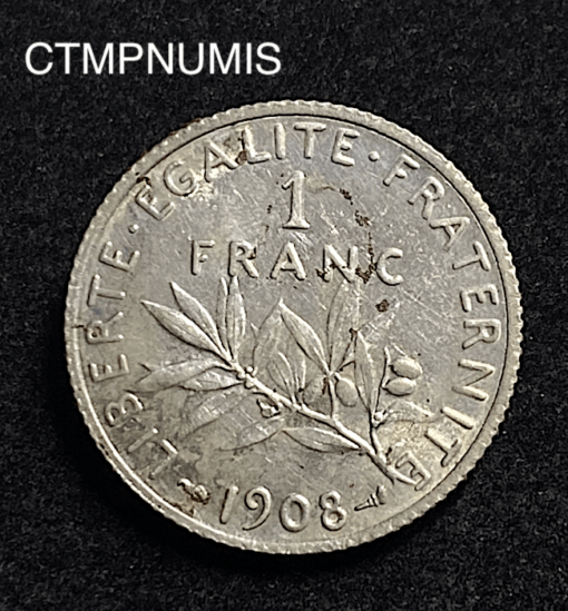,MONNAIE,1,FRANC,ARGENT,SEMEUSE,1908,