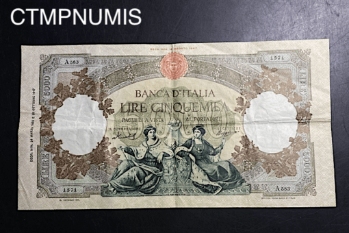 ,BILLET,ITALIE,5000,LIRE,VERT,MARRON,BOGGIONE,