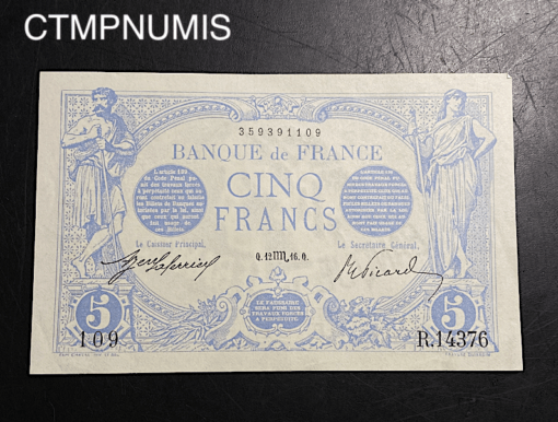 ,BILLET,5,FRANCS,BLEU,1916,VIERGE,NEUF,