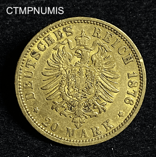 ,MONNAIE,ALLEMAGNE,HAMBOURG,20,MARK,OR,1876,